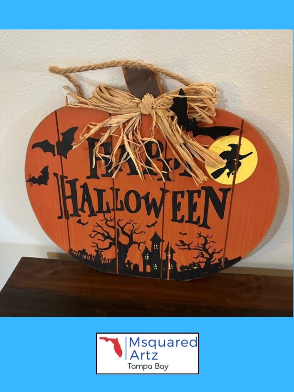 Happy Halloween Trick or Treat Pumpkin Wood Hanging Signs 2 Pack Fall Decor